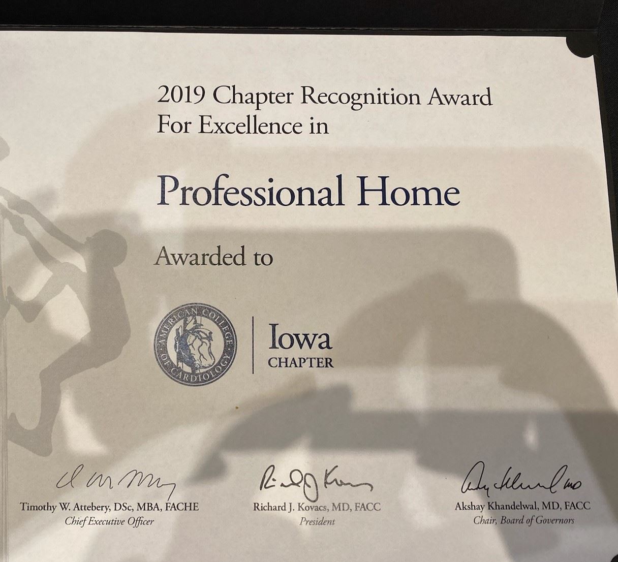 2019 Chapter Recognition Award for Excellence in Professional Home